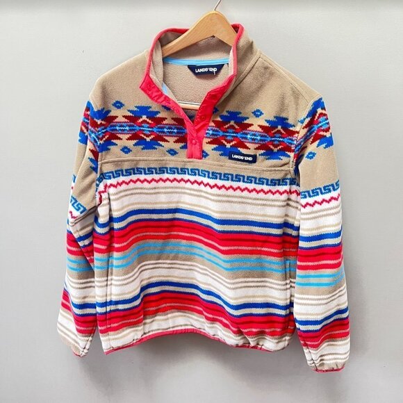 Lands End Southwestern Aztec Fleece Snap Neck‎ Pullover- Size Small - Picture 1 of 3